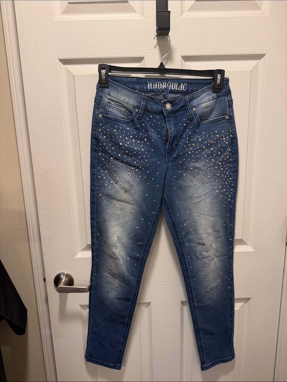 Hydraulic Blue Skinny Jeans with Stud Accents